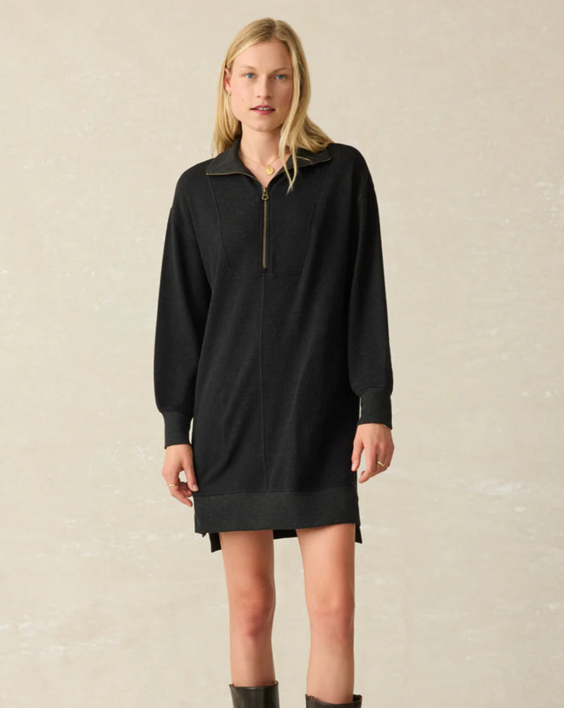 Faherty Quarter Zip Dress Heather/Black