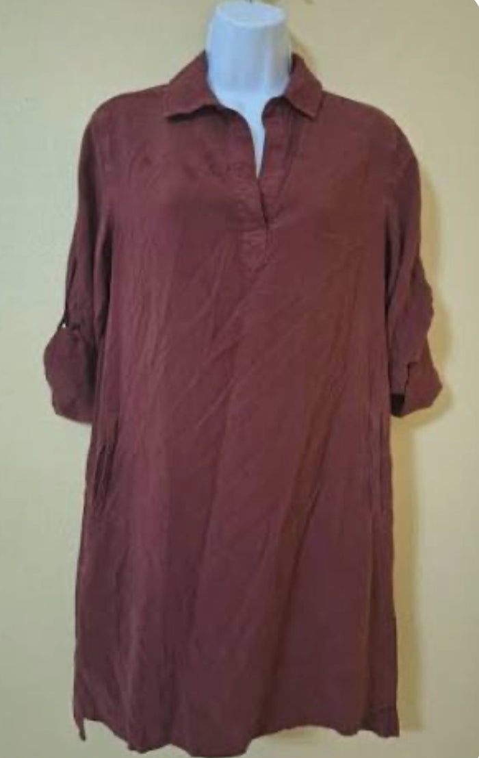 Bella Dahl Long Sleeve A Line Dress Pinot Noir