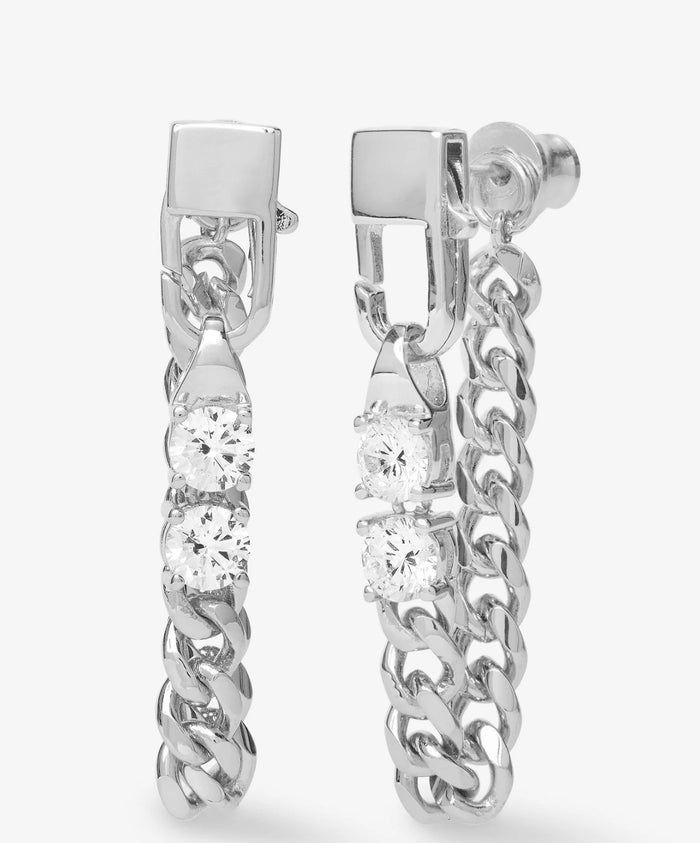 Julian Loves Diamonds Soft Chain Hoops- Silver