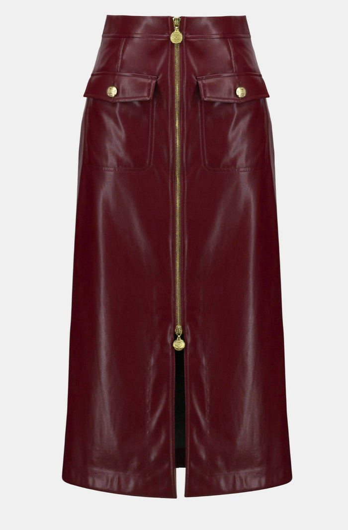Joseph Ribkoff Leatherette Long Pencil Skirt