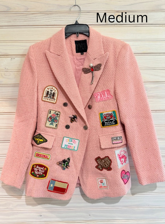 Long Pink Tweed Spring Rock Blazer