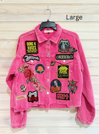 Pink Corduroy Distressed Rock Jacket