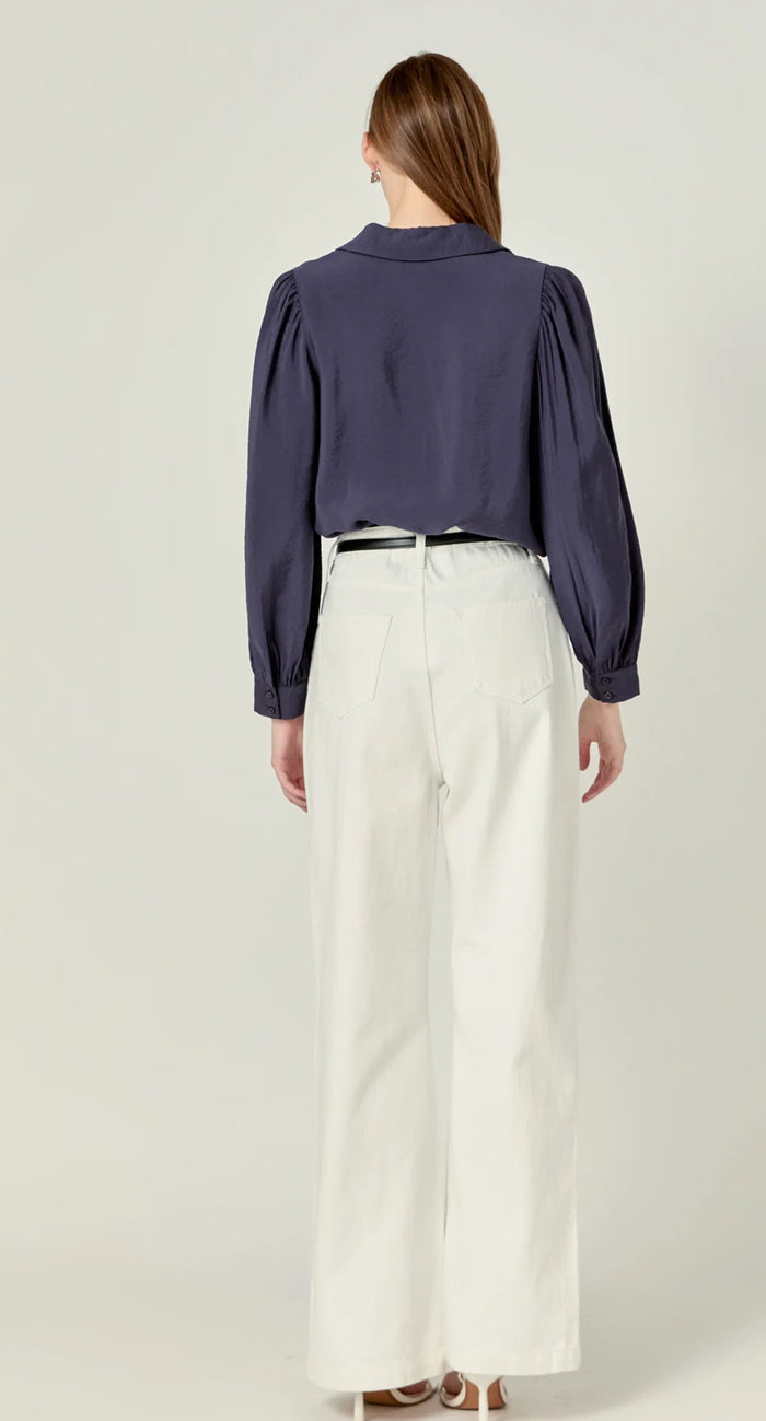 English Factory- Scallop Collared Dress Shirt- Navy