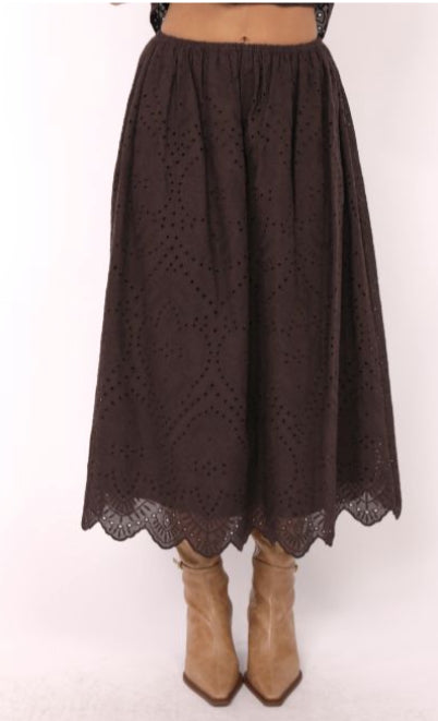 Sadie And Sage- Double Vision Eyelet Midi Skirt