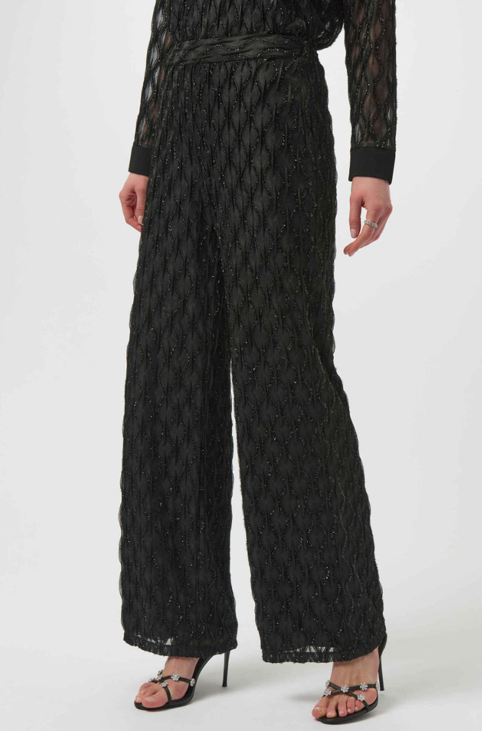 Joseph Ribkoff Lurex Cascade Wide-Leg Pull-On Pants