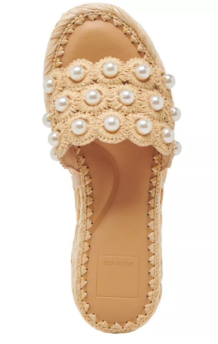 Dolce Vita Caper Pearl Raffia Woven Footbed Sandals