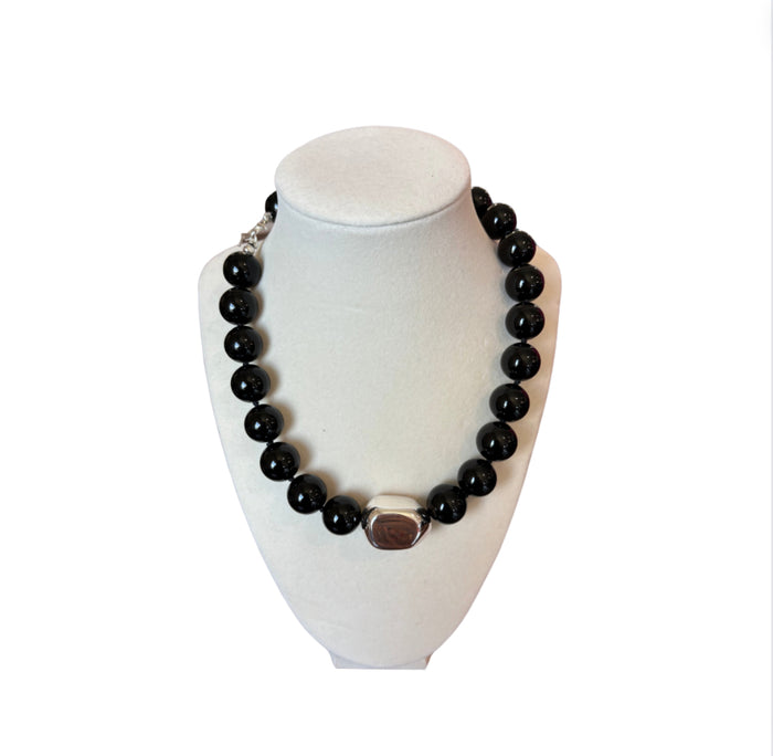 Black Oynx W/Bead Necklace