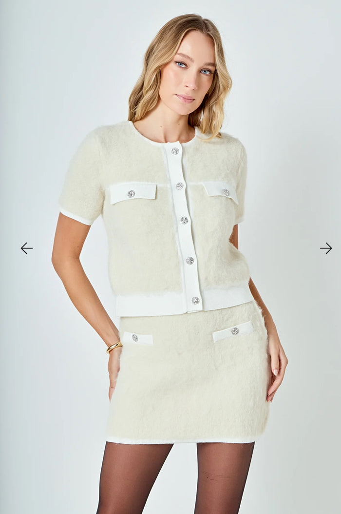 Endless Rose- Knit Mini Skirt- Cream