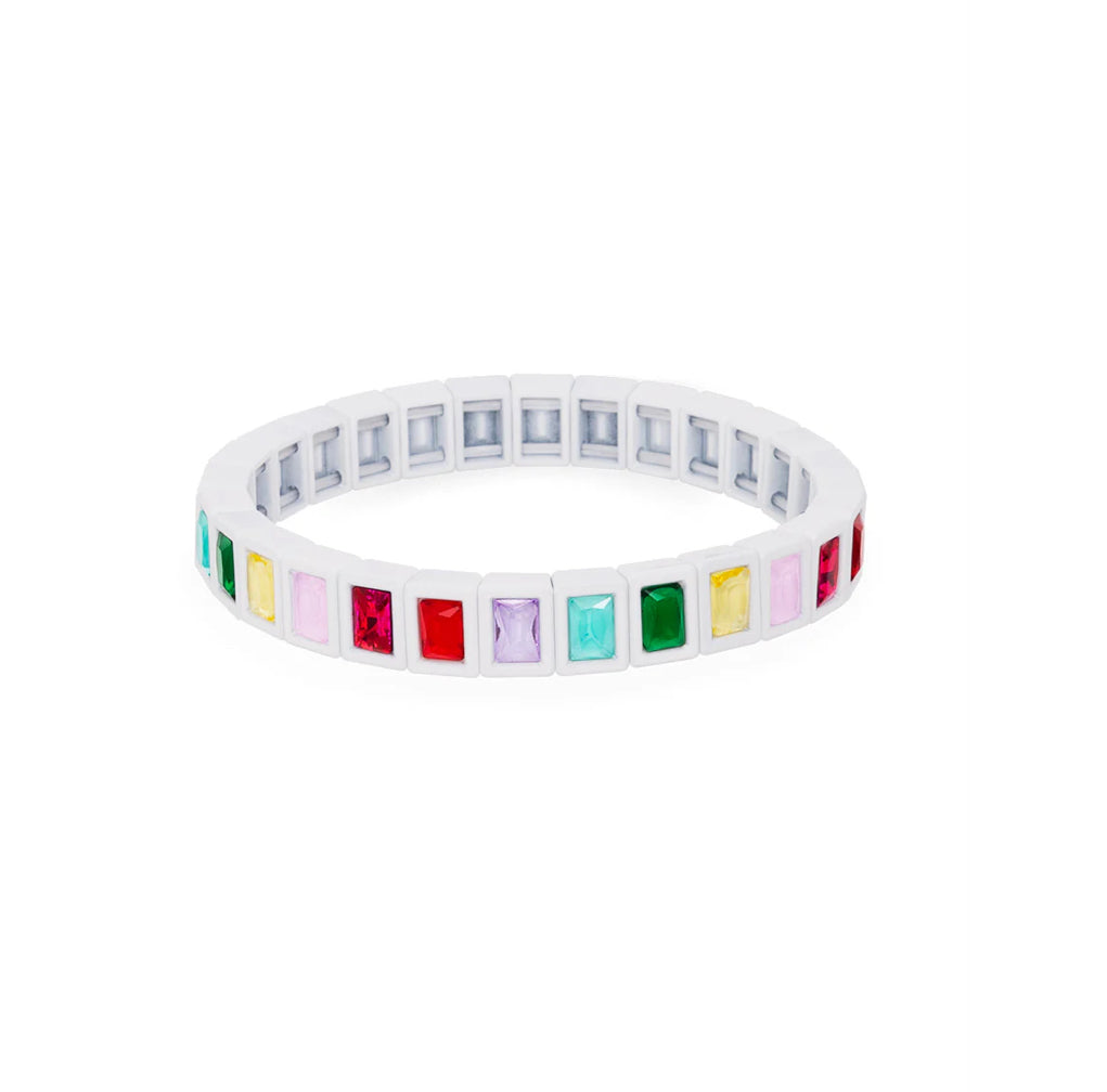 White/Multi Crystal Stretch Bracelet Jewelry