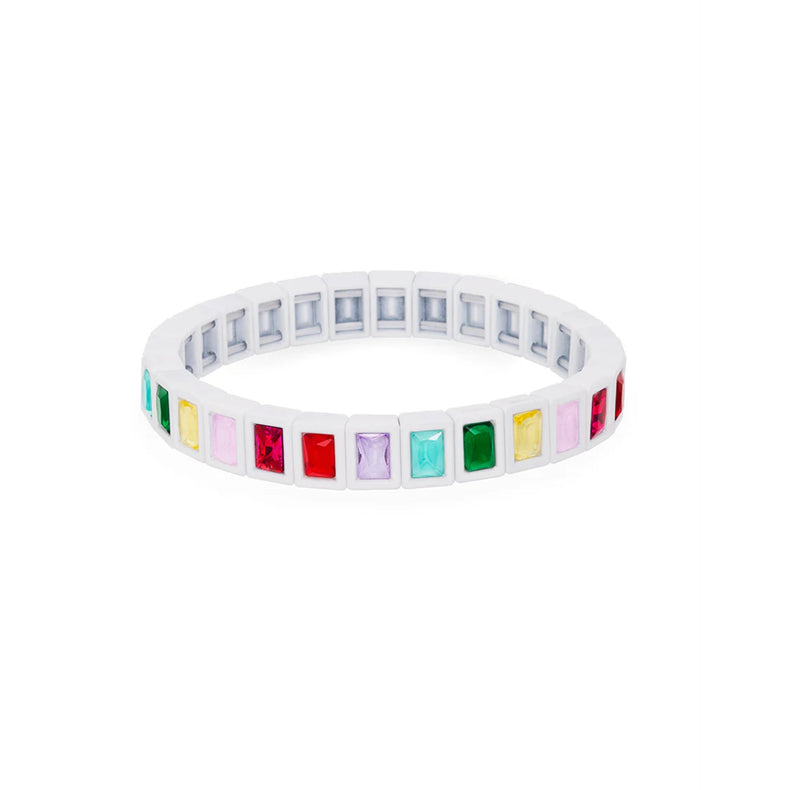 White/Multi Crystal Stretch Bracelet Jewelry