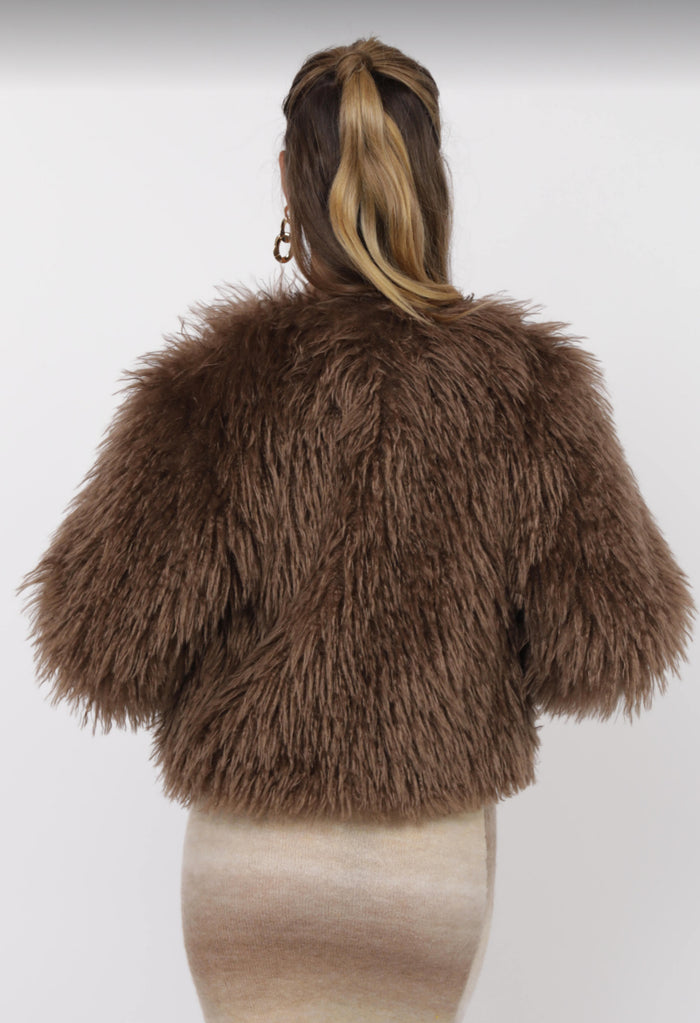 Sage the Label Cropped Vegan Fur Jacket