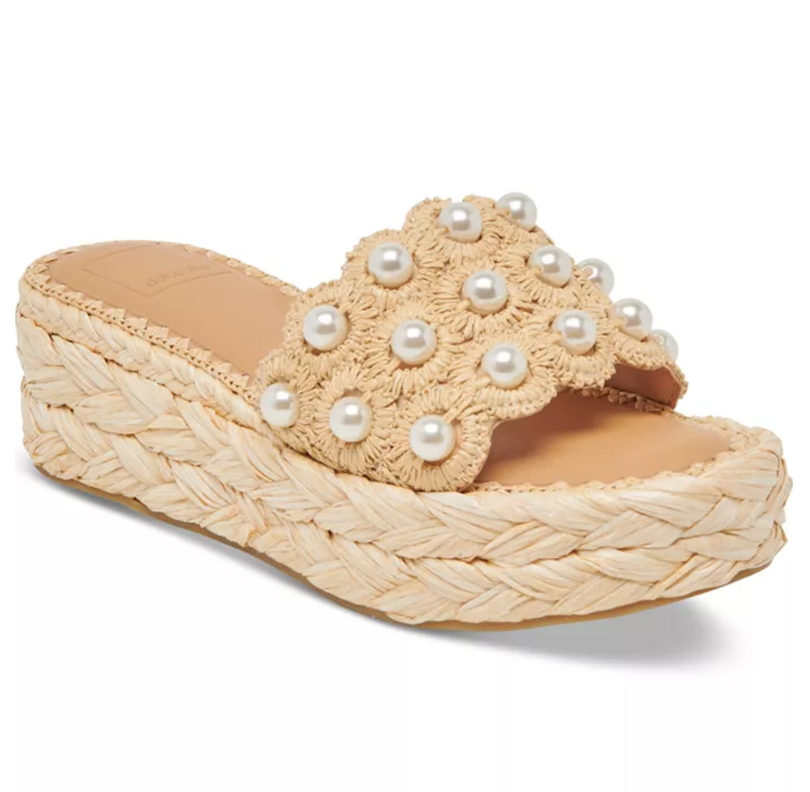 Dolce Vita Caper Pearl Raffia Woven Footbed Sandals