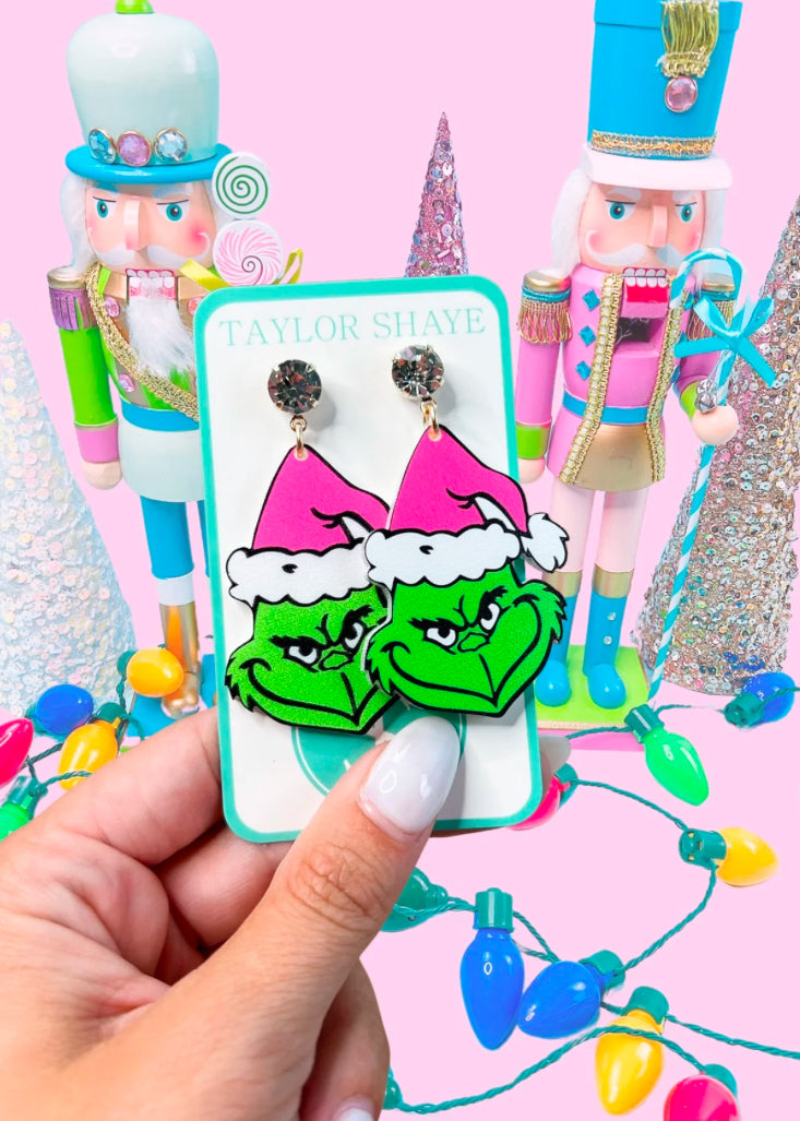 Pink Grinch Earrings