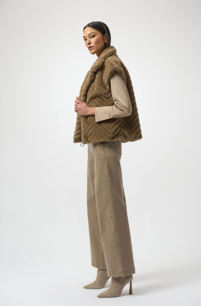 Joseph Ribkoff Faux Fur Mock Neck Vest