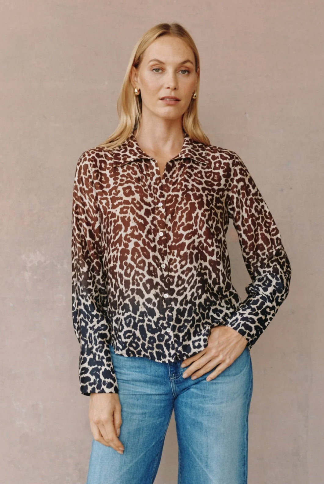 Bella Dahl- Leopard Wide Collar Button Down
