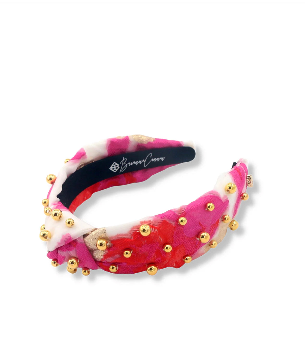 Sheer Fuchsia, White & Gold Beaded Headband Brianna Cannon