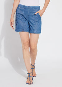 Lysse Amira Denim Short- Mid Wash Sheen