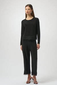 Joseph Ribkoff Silky Knit Top With Fringe Hem