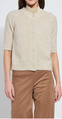 Lysse- Kennedy Short Sleeve Lurex Feather Cardigan