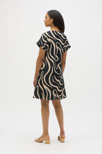 Joseph Ribkoff Seersucker Abstract Print A-Line Dress
