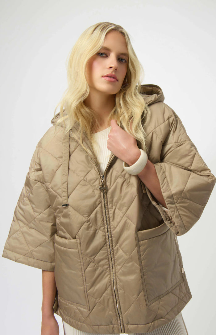 Joseph Ribkoff- Woven Diamond Quilt Hooded Jacket