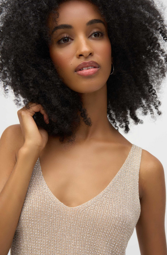 Joseph Ribkoff Metallic Knitted Camisole with Rhinestones