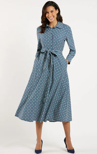 Kitty Floral Mosaic Navy Dress