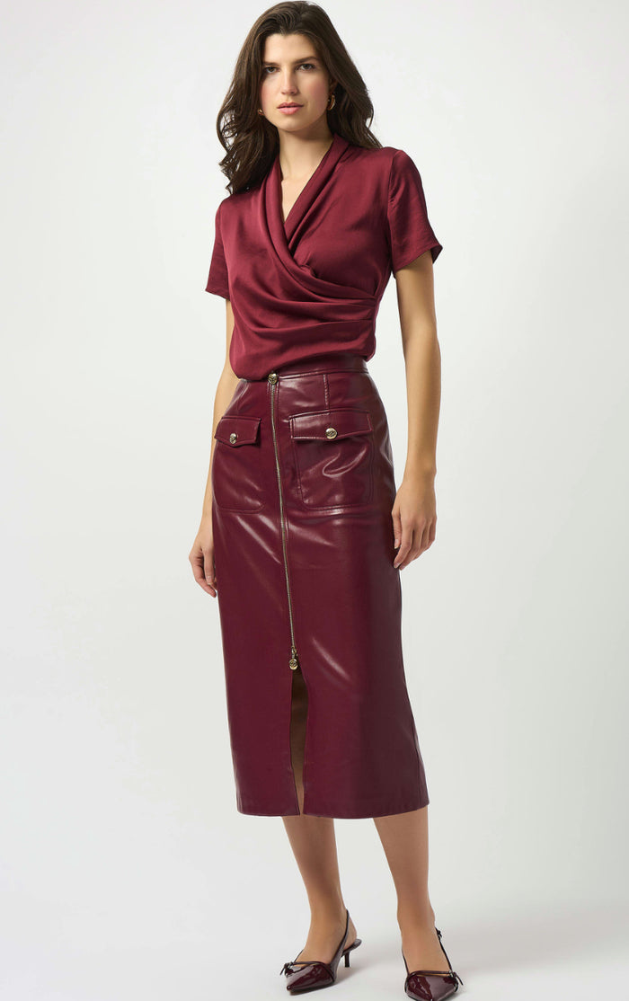 Joseph Ribkoff Leatherette Long Pencil Skirt