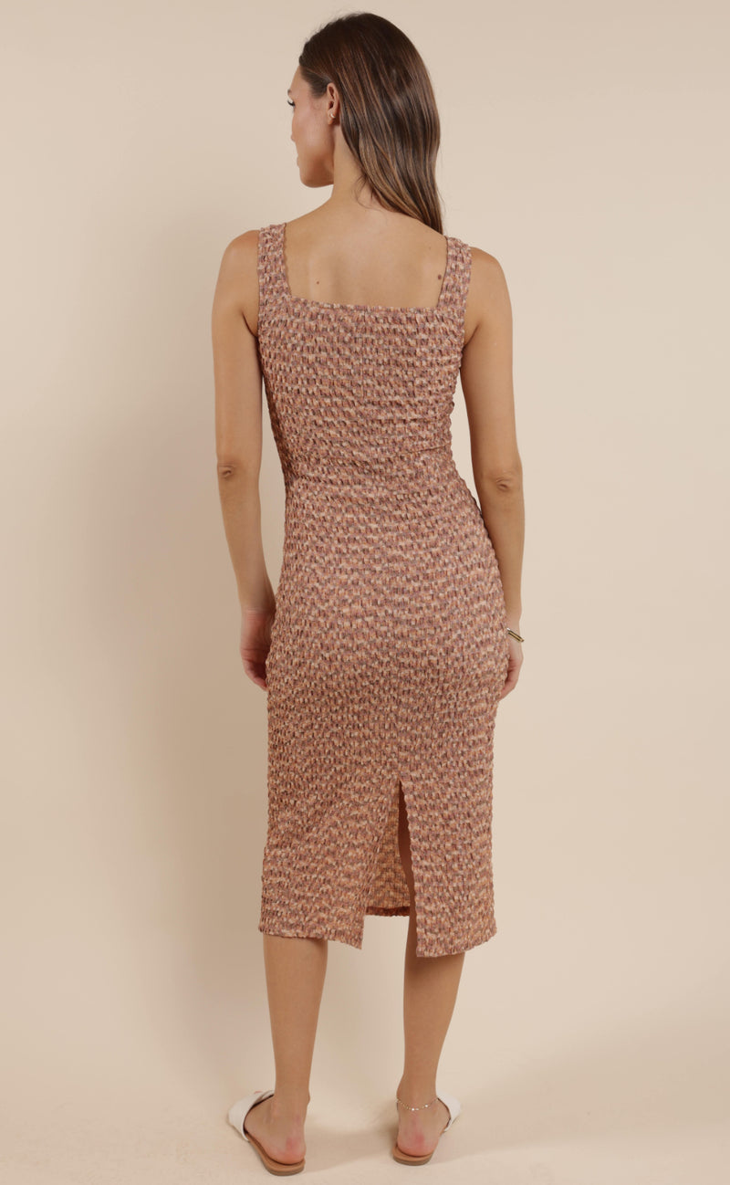 Tan Lines Fitted Midi Dress