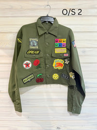 Vintage Army Green Combat Rock Jacket