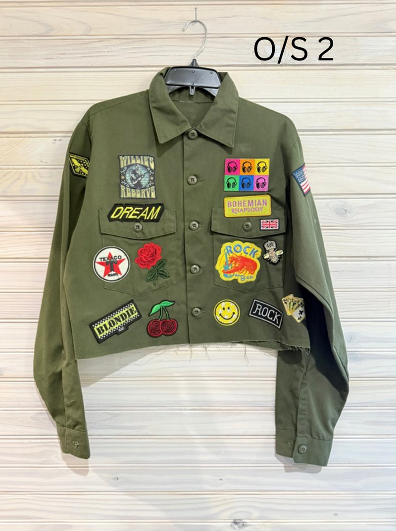 Vintage Army Green Combat Rock Jacket