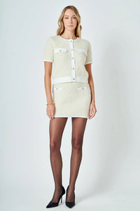 Round Neck Jeweled Button Cardigan