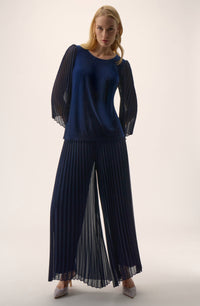 Joseph Ribkoff Pleated Chiffon Wide Leg Pants