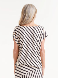Piano Striped Short Sleeve Top