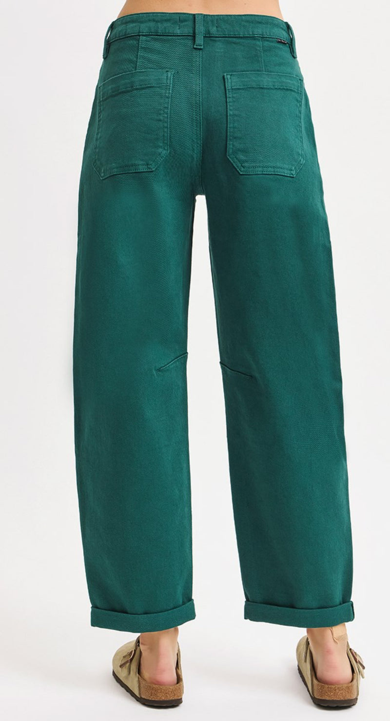 Risen Green High Rise Cuffed Barrel