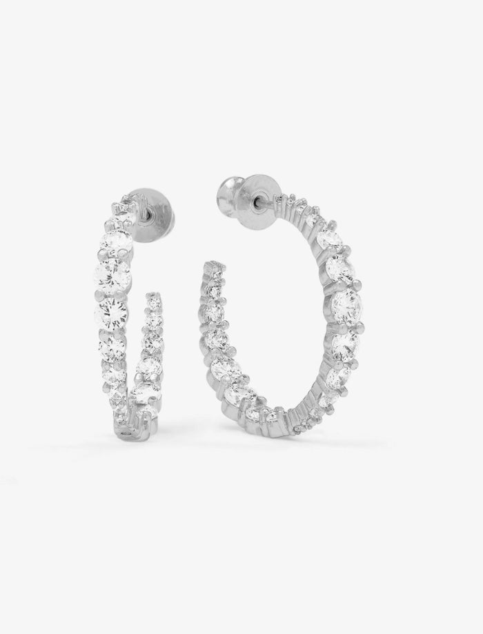 "Oh She Fancy" Graduated Hoops 1"- Silver/White