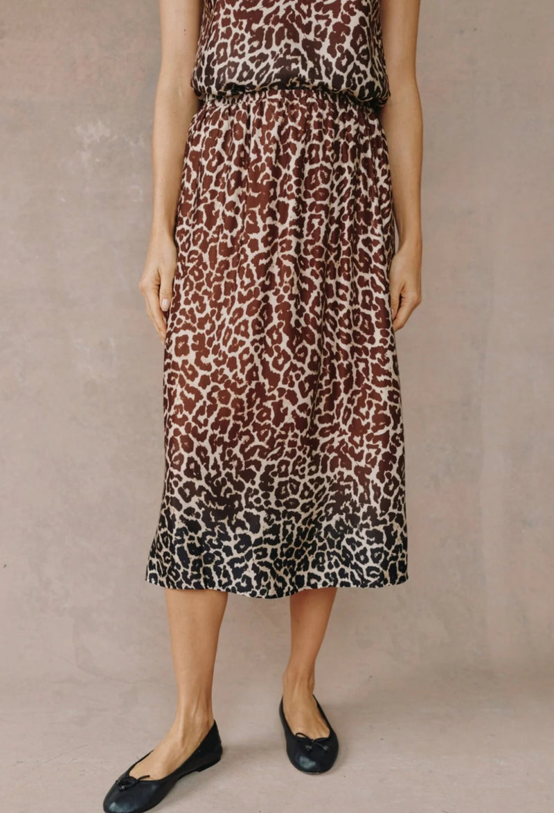 Bella Dahl- Leopard Gathered Skirt
