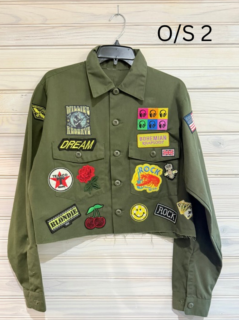 Vintage Army Green Combat Rock Jacket