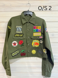 Vintage Army Green Combat Rock Jacket
