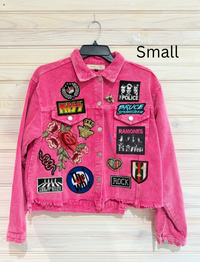 Pink Corduroy Distressed Rock Jacket
