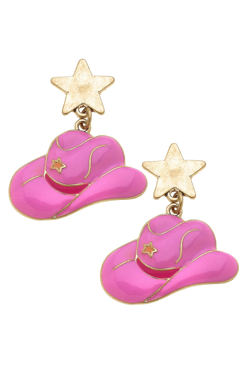 Pink Cowboy Hat Earrings