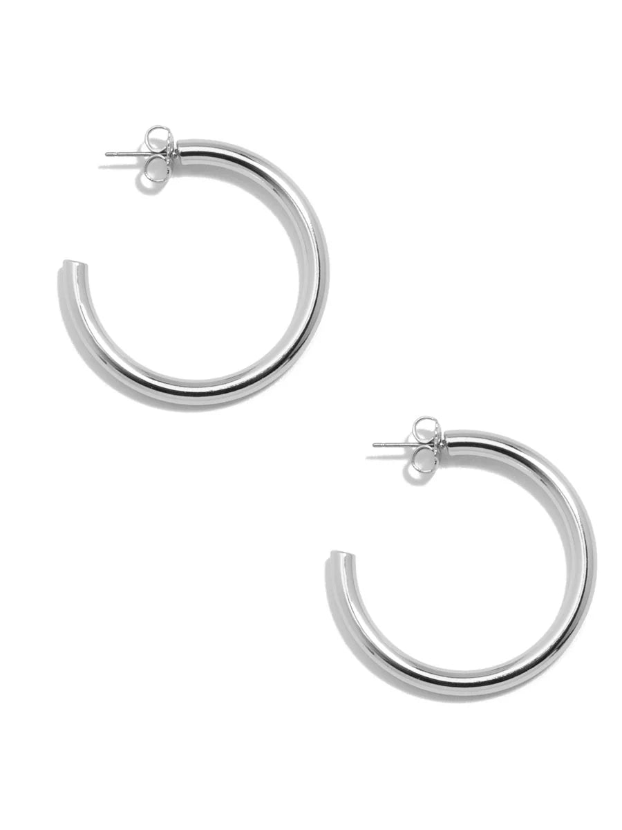 Small Chunky Hoop Earring Silver