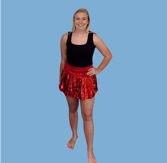 Elastic Waist Sequin Skort