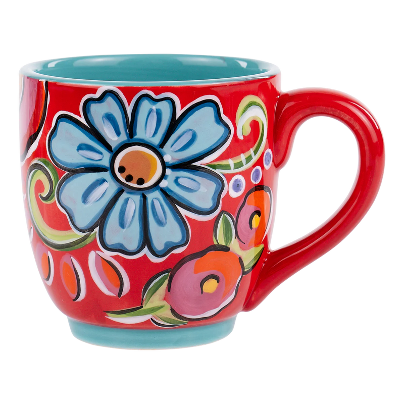 Red Floral Mug