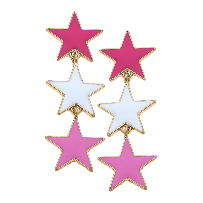 Pink/White Star Earrings