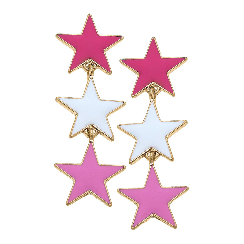 Pink/White Star Earrings