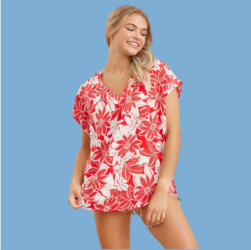 Red Floral Jodifl Shirt