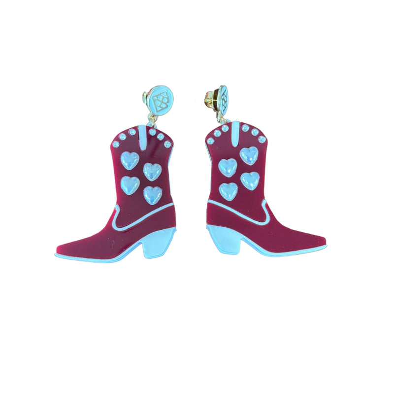 Maroon Boot Earrings