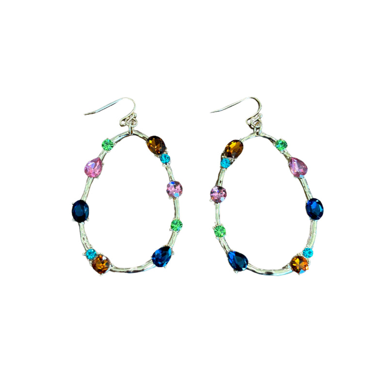 Gold Multicolor Oval Earring