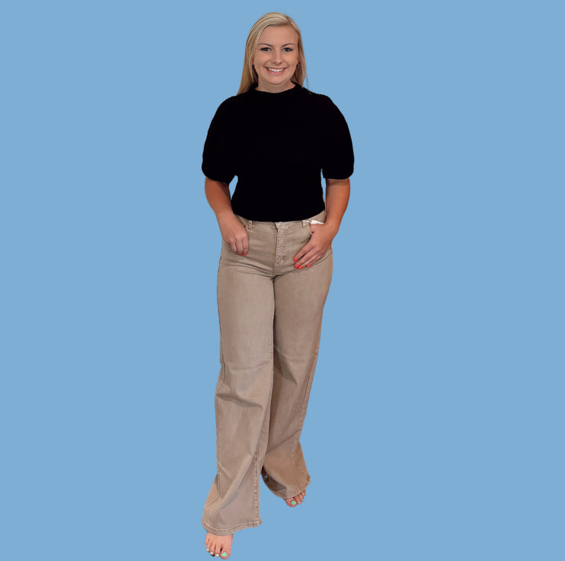 Tummy Control Khaki Wide Leg